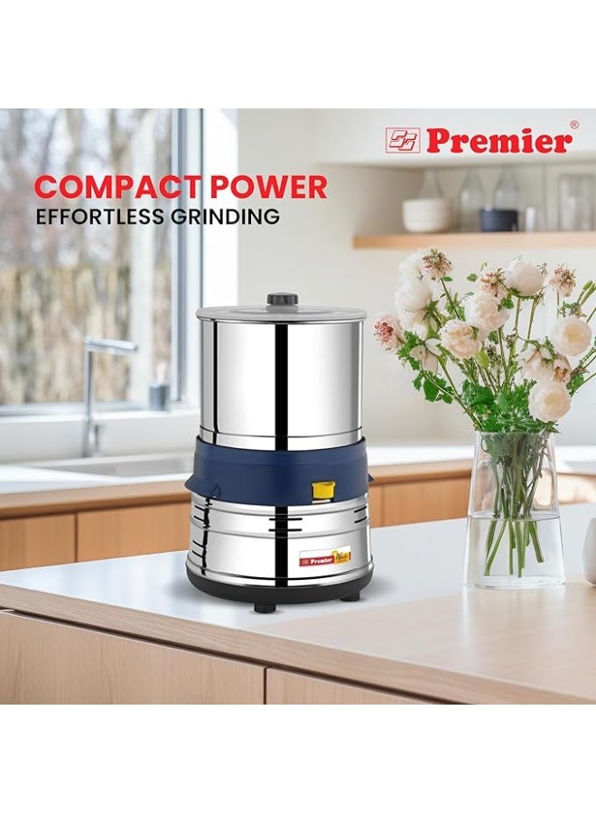Premier Small Wonder Table Top Wet Grinder 1.5L (PG 503) – 200W Motor, Stainless Steel Drum, Natural Stone Grinding with Atta Kneader & Coconut Scraper - Image 2